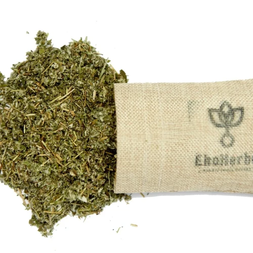 Suszone ziele srebrnika (pięciornika gęsiego) EkoHerba – naturalny surowiec zielarski w lnianym woreczku, idealny do naparów. Łagodzi biegunki i skurcze jelit.