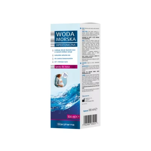 Woda Morska Hipertoniczna Starpharma 100 ml – spray do nosa, naturalne udrożnienie i nawilżenie śluzówki, bez konserwantów.