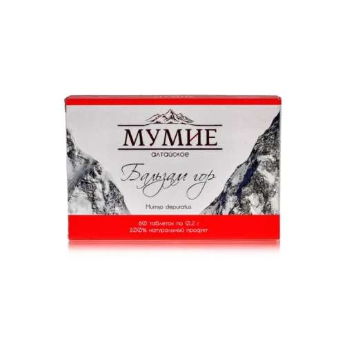 Mumio Ałtajskie „Balsam Gór” 60 tabletek – 100% naturalny suplement z gór Ałtaju, wspiera odporność, witalność i regenerację.