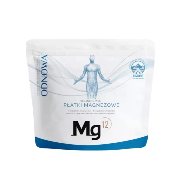 Worek ze struną Mg12 Płatki Magnezowe Odnowa 1 kg – naturalny biszofit do kąpieli, na relaks, mięśnie i zdrowy sen.