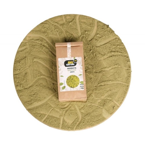 Opakowanie zielonej herbaty Matcha Green 100 g marki Big Nature – sproszkowana herbata japońska w ekologicznej torebce.