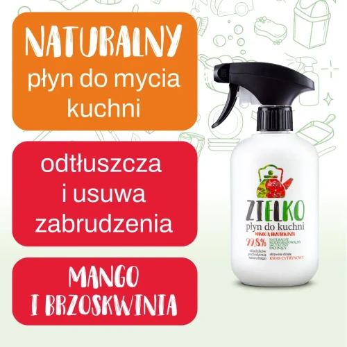 zdjęcie produktu z informacją, ze płyn usuwa tłuszcz i zabrudzenia, pachnie, odtłuszcza, do mycia kuchenek