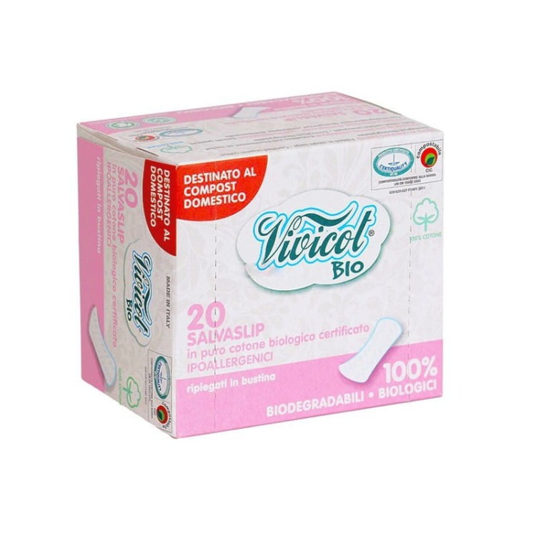 Wkładki higieniczne Vivicot Bio z organicznej bawełny, niebielone chlorem, hipoalergiczne i biodegradowalne, opakowanie 20 sztuk.