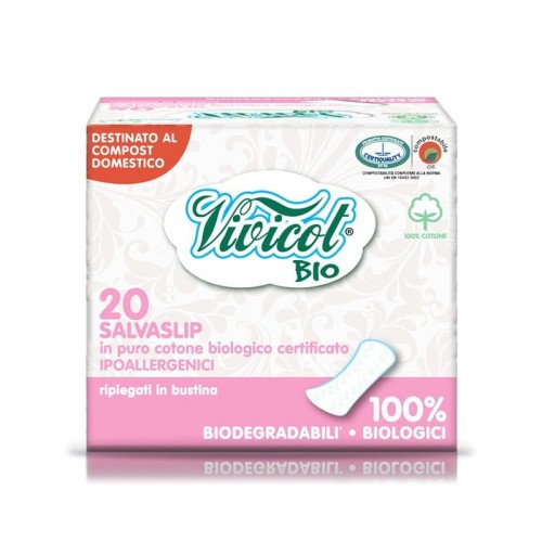 Wkładki higieniczne Vivicot Bio z organicznej bawełny, niebielone chlorem, hipoalergiczne i biodegradowalne, opakowanie 20 sztuk.