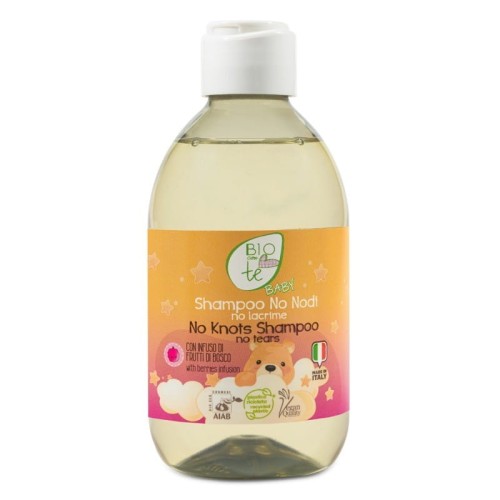 Szampon ułatwiający rozczesywanie Biocontè Baby – 300 ml, bez splątania i łez, z ekstraktami z jagód i aloesem, certyfikowany kosmetyk ekologiczny.
