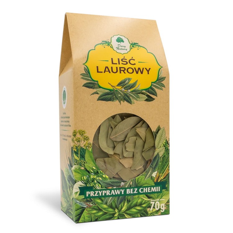 Opakowanie liścia laurowego Dary Natury 70 g – naturalna przyprawa do dań i marynat , wspierający procesy trawienne.