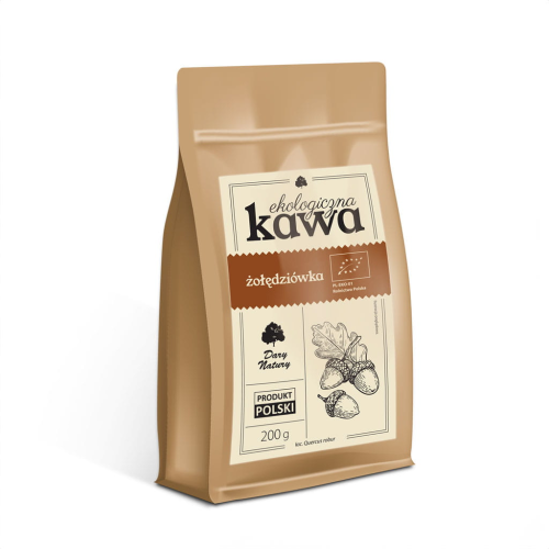 Kawa żołędziówka BIO 200 g Dary Natury – ekologiczna kawa bez kofeiny z prażonych żołędzi i przypraw.