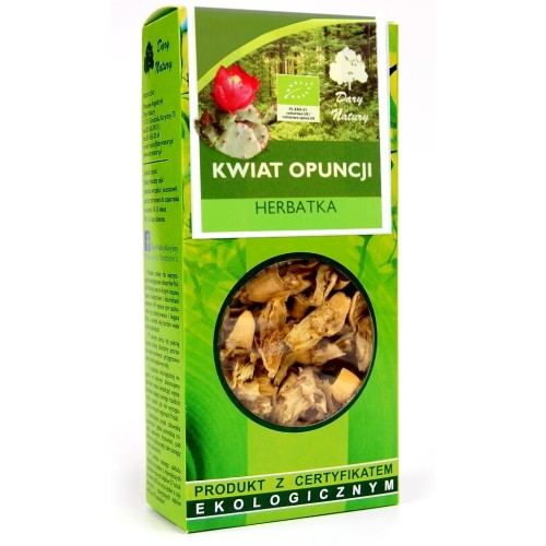 Opuncja kwiat BIO 25 g – suszony kwiat opuncji figowej Dary Natury, ekologiczny i naturalny.  Wsparcie naturalnej równowagi organizmu.
