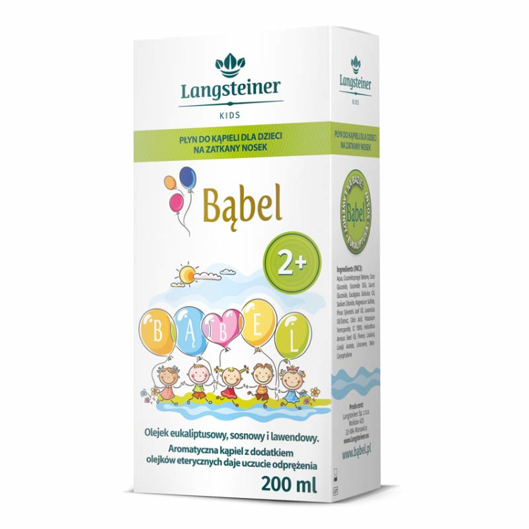 Bąbel – płyn do kąpieli dla dzieci na zatkany i odprężający nosek 200 ml Langsteiner