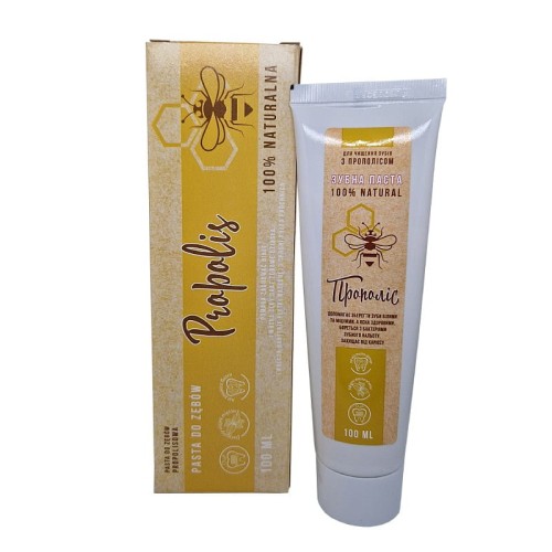 LekoPro Pasta do zębów Propolis 100 ml z rumiankiem, melisą i miętą pieprzową, delikatna higiena i świeży oddech.
