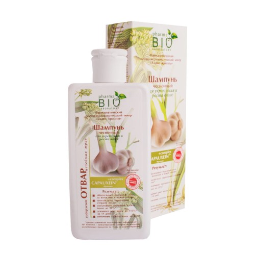 Szampon czosnkowy Bio Pharma 200 ml – pielęgnacja włosów osłabionych, z kompleksem CAPAUXEIN® – wzmacniający włosy