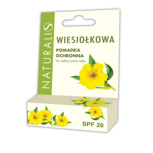 Wiesiołkowa pomadka ochronna SPF 20 NATURALIS – naturalna pomadka z olejem z wiesiołka i melisą, chroniąca usta przed słońcem i mrozem. Świetna na każdą porę roku.