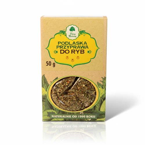 Przyprawa do ryb Dary Natury 50g – naturalna mieszanka ziół i warzyw, bez sztucznych dodatków.