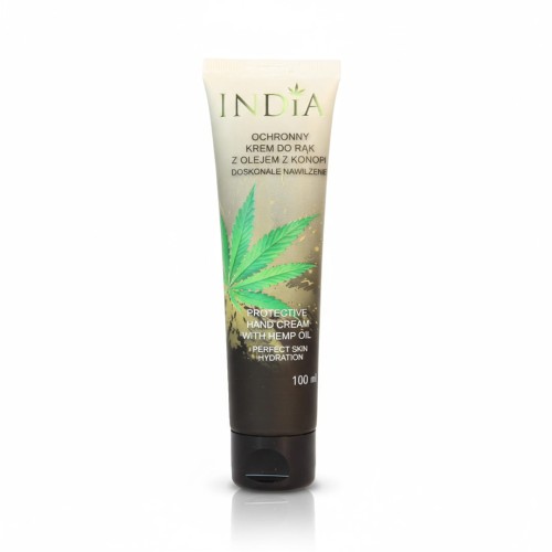 Tuba z India Krem do Rąk Ochronny z Olejem z Konopi 100 ml – naturalny krem do rąk, intensywnie nawilżający i regenerujący, chroni skórę przed mrozem, wiatrem i UV, szybko się wchłania, nie pozostawia tłustej warstwy, wygładza i łagodzi podrażnienia.