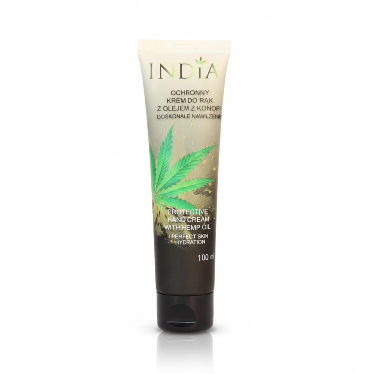 Tuba z India Krem do Rąk Ochronny z Olejem z Konopi 100 ml – naturalny krem do rąk, intensywnie nawilżający i regenerujący, chroni skórę przed mrozem, wiatrem i UV, szybko się wchłania, nie pozostawia tłustej warstwy, wygładza i łagodzi podrażnienia.