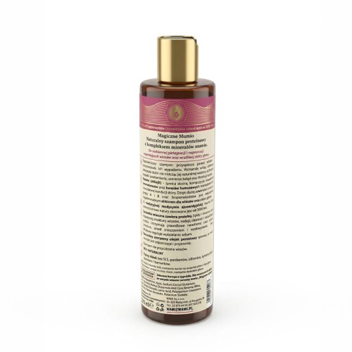 Butelka Szamponu Mumio Nami – naturalny produkt do włosów 280 ml, do włosów słabych.