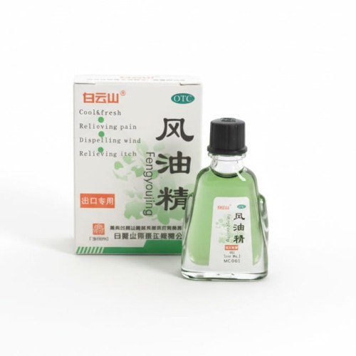 Butelka olejku narcyzowego Fengyoujing (MERIDIAN) 3 ml – naturalny preparat łagodzący bóle mięśni, głowy i stawów, odstraszający meszki i komary, z olejkami miętowym, kamforowym, eukaliptusowym.