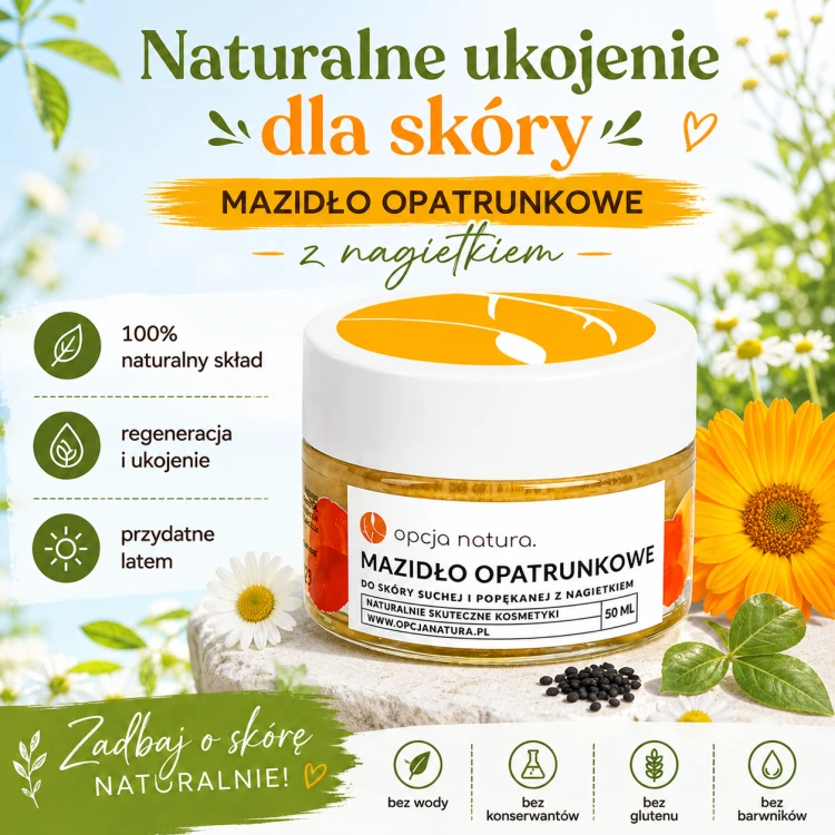 mazidło opatrunkowe, bez wody w składzie, na spierzchnięte usta, suche dłonie, szorstkie pięty