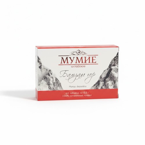 Mumio Ałtajskie „Balsam Gór” 60 tabletek – 100% naturalny suplement z gór Ałtaju, wspiera odporność, witalność i regenerację.