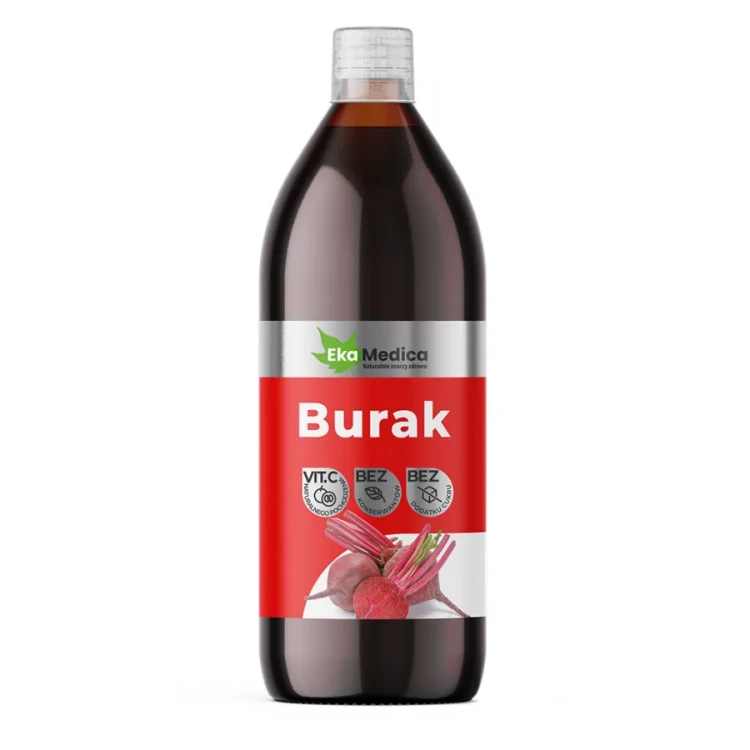 Sok z buraka EkaMedica 100% naturalny, bez konserwantów i dodatku cukru, źródło witaminy C