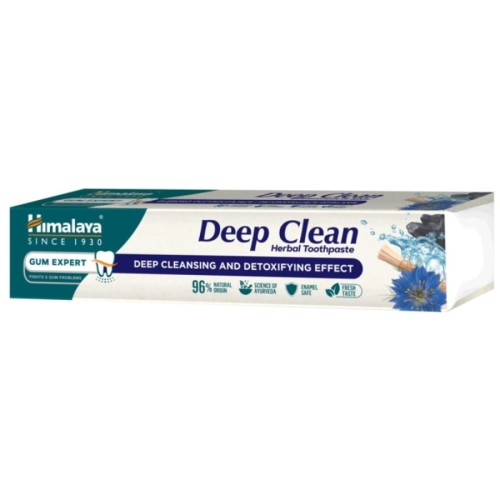 Himalaya Gum Expert Deep Clean 75 ml – ziołowa pasta do zębów z aktywnym węglem i czarnuszką. Głęboko oczyszcza, wzmacnia dziąsła i szkliwo, chroni przed stanami zapalnymi, zapewniając naturalną świeżość i zdrowy uśmiech.